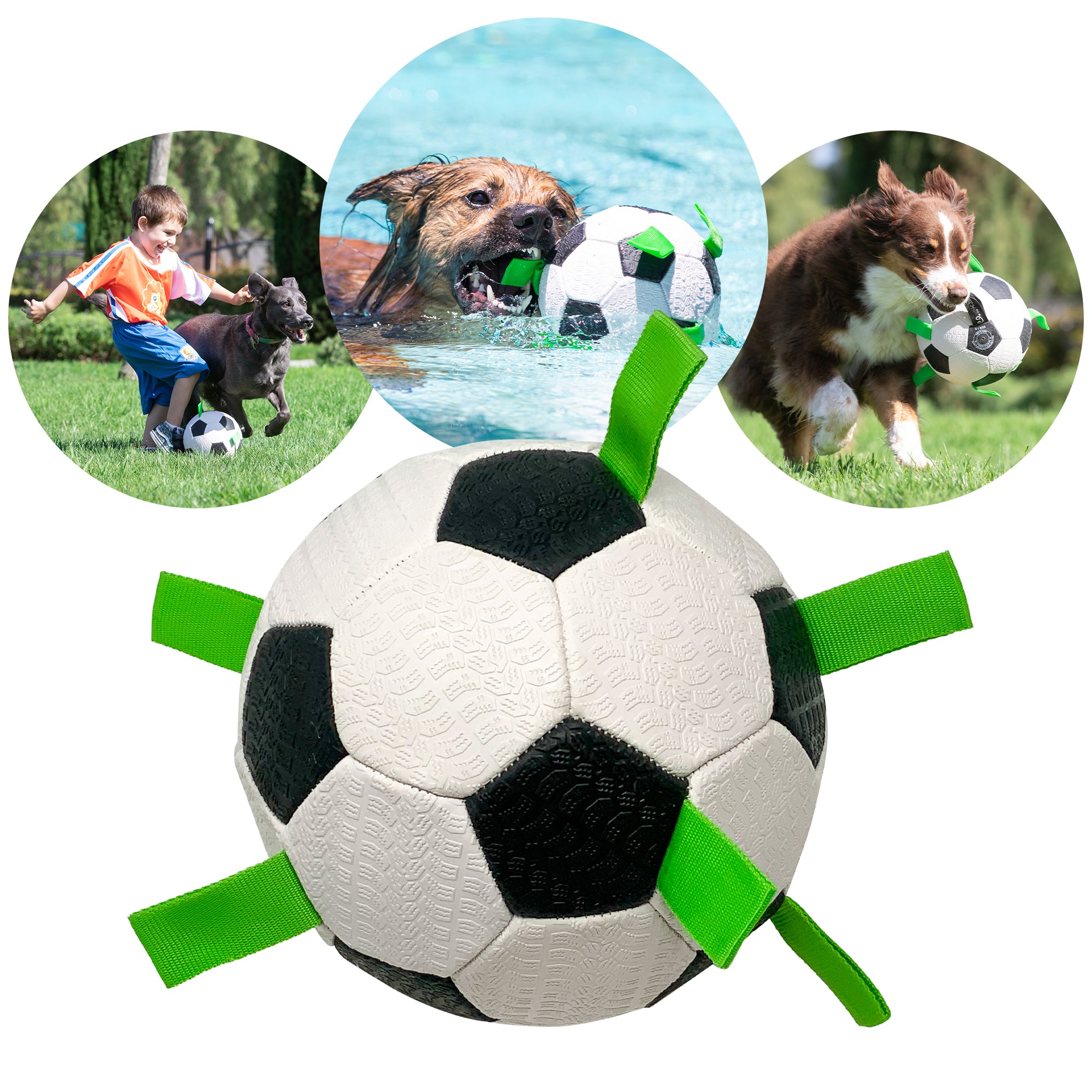 Dog Toys - Dog Soccer Ball with Straps for Tug Games & Swimming